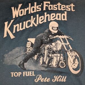 Pete Hill X Harley Davidson X Drag Racing 80s Vintage Single Stitch Large RARE!!